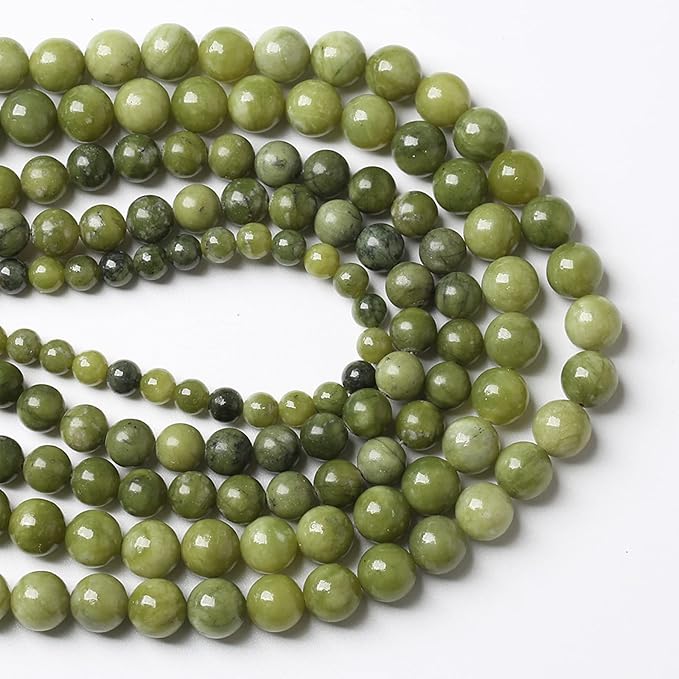 10MM 36PCS Natural Stone Chinese Green Jade Loose Beads for Jewelry Making DIY Bracelet Necklace 1 Strand