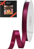 LIUYAXI Burgundy Stain Ribbon, 5/8" X Continuous 50 Yards, Double Faced Fabric Ribbon Perfect for Gift Wrapping Wedding Birthday Party Christmas Hair Floral Craft Baby Shower