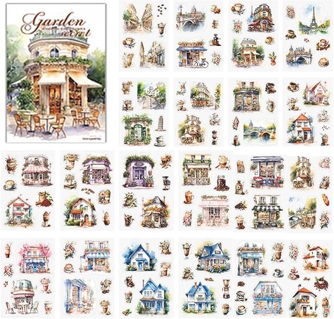 Alideco 20pcs Vintage Scrapbook Stickers Set Flower Butterfly Flower Window Sticker Book for Adults Sticker journaling Stickers for Scrapbooking(huayuanfangzi)