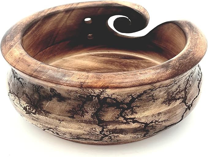 Wooden Yarn Bowl Pack of 2, Multi Design Crochet Kit for Beginners, Yarn Winder Essential for Knitting and Crochet Projects, Durable and Elegant Craft Storage Solution