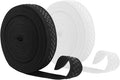 Mandala Crafts 1 Inch Elastic Silicone Gripper Tape for Clothing - 20 Yds Dotted Non Slip Elastic Band for Sewing - Black and White Silicone Flat Fabric Stretchy Ribbon Straps