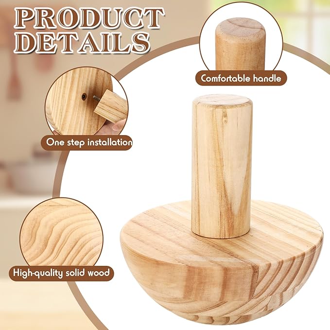 4 Pack Pottery Molds Plaster Molds Wood Pottery Tools with Handle Foam for Ceramic Top Forms DIY Bowls Plate Dish Slump Press Art, Hemispherical, 5.5'' 6.5'' 7.5'' 8.5'', Thickness 2.5''