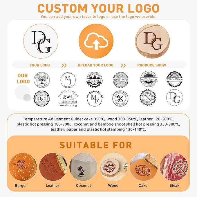 Custom Electric Branding Iron for Wood, 300W Wood Branding Iron Personalized Logo Stamp for Your Crafts, Wood Burning Letter Stamp for Leather Food Plastic, Metal Wedding Stamps Gifts(2Inches)