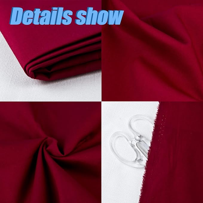 2 Yard Burgundy Cotton Fabric, Natural Cotton Poplin Fabric by The Yard, 59 Inches Wide 100% Cotton Fabric, Soft Embroidery Muslin Quilting Material for Sewing Material Apparel Cloth