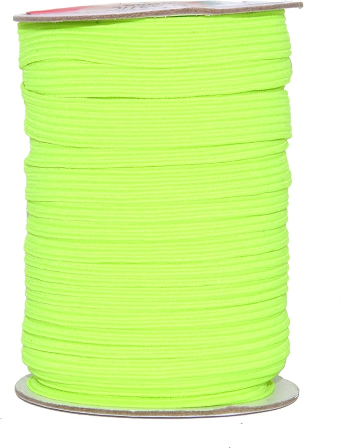 Mandala Crafts 12mm 20 Yds Roll of Lime Green Elastic Bands for Sewing - 1/2 Flat Elastics Cord - 1 2 Inch Braided Stretch Straps for Crafting