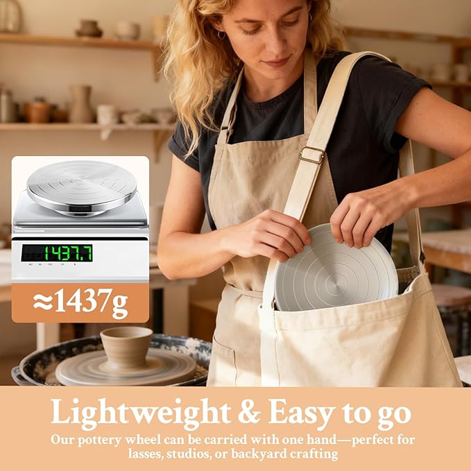 Yncotte 12 Inch Banding Wheel, Double-Sided Pottery Wheel Turnable Aluminium Alloy Heavy Duty Metal Sculpting Wheel with Ball Bearings for Ceramics Clay Model Making Cake Decor Paint Spraying Display