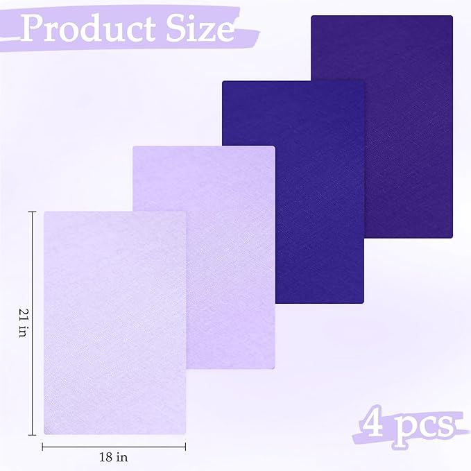 18 * 21inch Cotton Fabric Premium, Solid Precut Fabric Pure Quilting Fat Quarter Bundles Patchwork for Sewing DIY Craft (Purple, 4PCS)