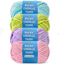 Soft Velvet Yarn Chenille Yarn for Crocheting and Knitting – Bulky (93 Yards/100g) - Polyester - Yarn for Blanket Amigurumi Weaving Crafts (Mixed Color 01, 4 Pack)