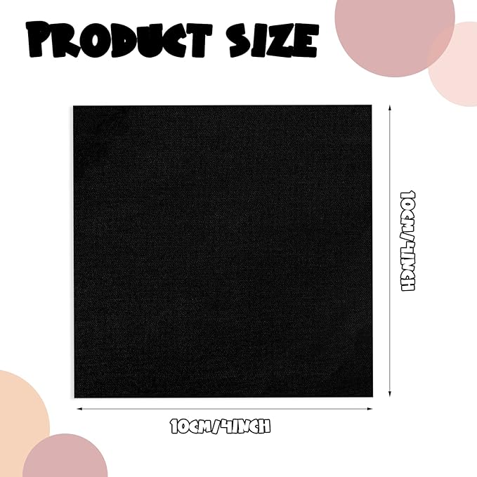 Mixweer 300 Pcs 4 x 4 Inches Cotton Fabric Squares Precut Quilting Fabric Bundles Solid Colors Quilt Material for DIY Craft Sewing Embroidery(Black)