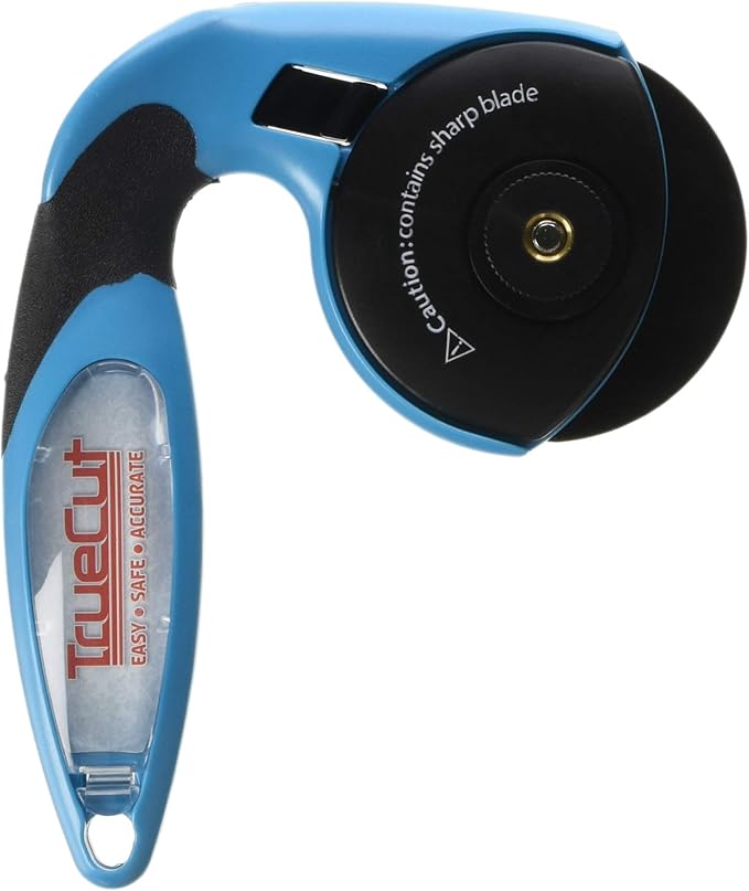 TrueCut My Comfort Rotary Cutter - 60mm Ergonomic Wheel Cutter for Fabric, Quilting, Sewing, Crafting - Left or Right-Handed - Track-and-Guide Ruler - Quilting and Sewing Supplies
