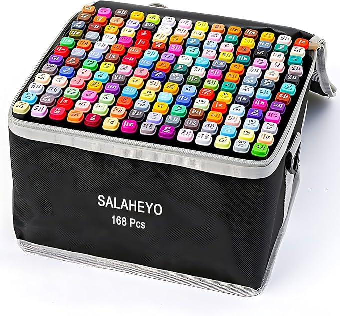 168 Colors Alcohol Markers with Base Art Drawing Markers Set for Adults Painting,Coloring,Sketching, Comics, Illustration- Refillable