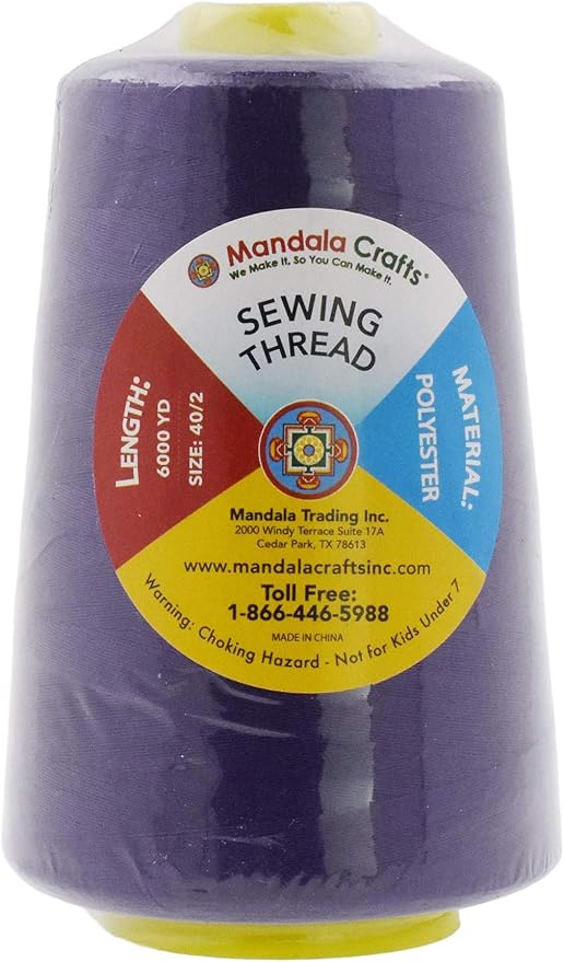 Mandala Crafts 4 Pack of Serger Threads Cones Spools - 40S/2 24000 Yards Polyester Purple Threads for Sergers Machine and Overlock Quilting Sewing Machine