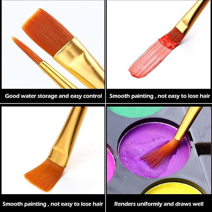 Acrylic Paint Brush Set, (20 Packs /200 pcs) Nylon Hair Brushes for Oil and Watercolor, Perfect Suit of Art Painting, Best Present for Painting, Black