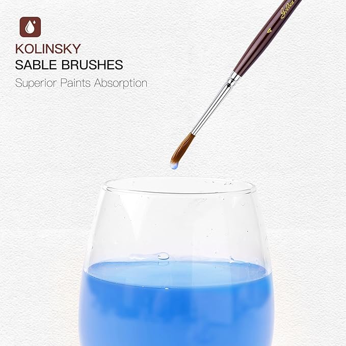 Kolinsky Sable Miniature Brushes Drybrushes for Miniature Set 7 pcs Paint Brushes for Miniature Oil Acrylics Model Paint Brushes #3, 5, 6