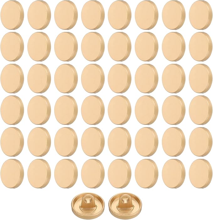 HARFINGTON 50pcs 18L Metal Round Flat Sewing Buttons 11.5mm Alloy Shank Craft Replacement Button for Men Women Suit Woolen Coat Shirt Trousers Sewing Crafts, Matt Gold