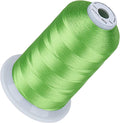Simthread 5500Yds Embroidery Thread, 5000M High-Yardage 40WT 100% Polyester Thread – 170+ Vivid Colors, High-Speed Rated – Compatible with Brother, Singer, Janome & More - Electric Green S035