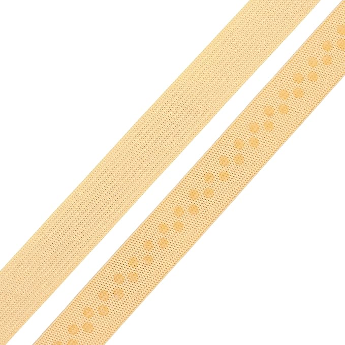 Mandala Crafts 0.5 Inch Elastic Silicone Gripper Tape for Clothing - 10 Yds Dotted Non Slip Elastic Band for Sewing - Blonde Silicone Flat Fabric Stretchy Ribbon Straps