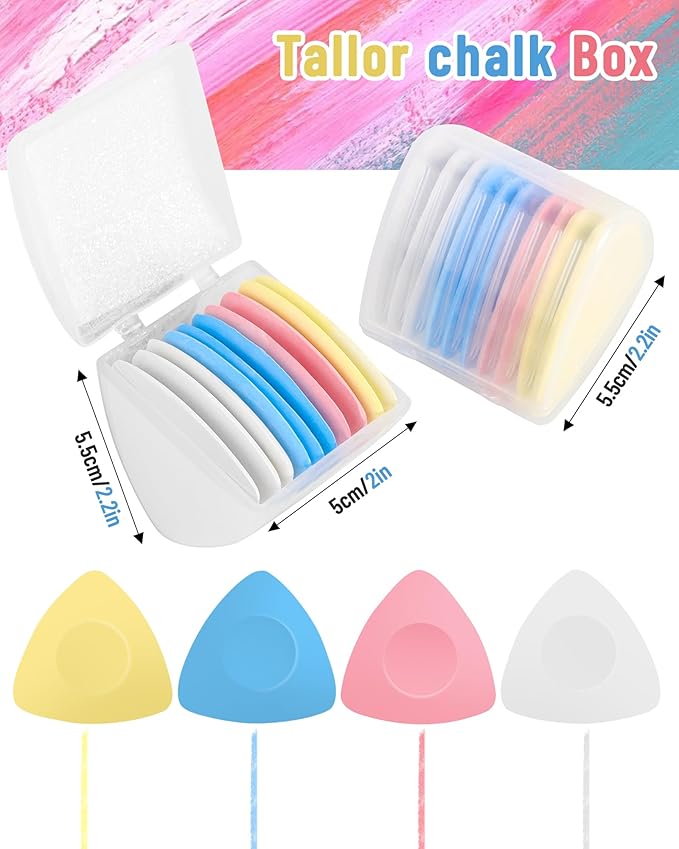 10PCS Triangle Tailor's Chalk Set, Fabric Sewing Chalk Markers, Washable & Easy - to - Erase, Precise and Durable, Ideal for Fabric Marking in Sewing, Quilting and More，4Color.