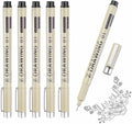 MECCANIXITY 01 Fineliner Ink Pens, 6Pcs 0.25mm Black Micro Pens with Waterproof Archival Ink for Watercolor Sketching Cartoon Technical Drawing