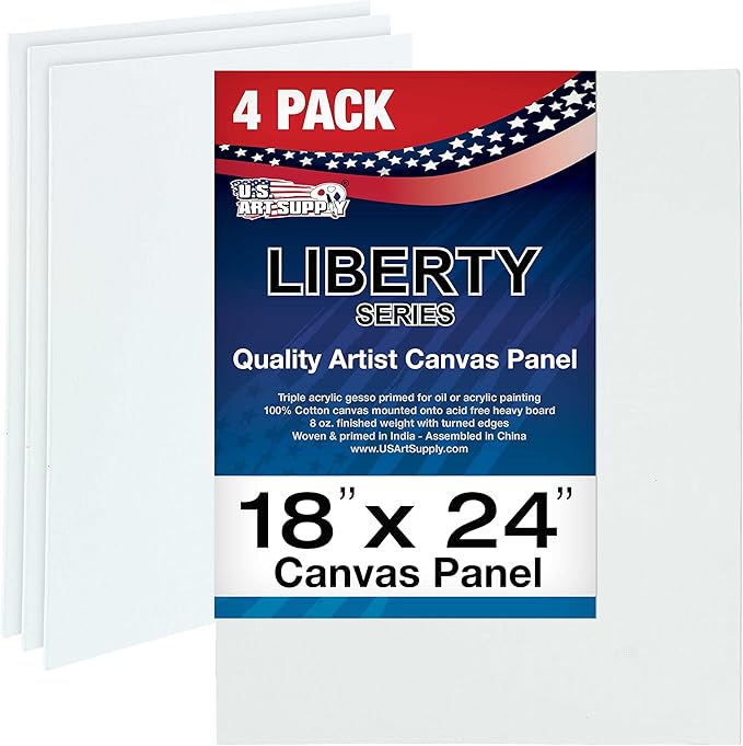 U.S. Art Supply 18 X 24 inch Professional Artist Quality Acid Free Canvas Panel Boards for Painting (Pack of 4)