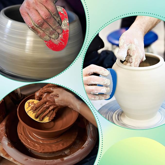 Clay Sponges for Clay, Boyistar Ceramics Pottery Clay Sponge for Shaping and Clean Sponge with 3-Density Clay Sponge Artists Sponge for Pottery Modeling Sculpting with Mesh Bag (9)