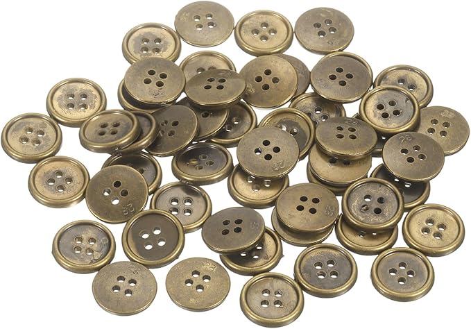 HARFINGTON 50pcs 28L Plastic Sewing Buttons 18mm 11/16" 4-Hole Round Replacement Craft Button for Coats Sewing Clothing and DIY, Bronze