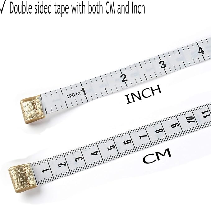 3m/120 Tape Measure Body Measuring Tape for Body Cloth Tape Measure for Sewing Fabric Tailors Medical Measurements Tape Dual Sided Retractable Ruler (Gold, 1 Pack)