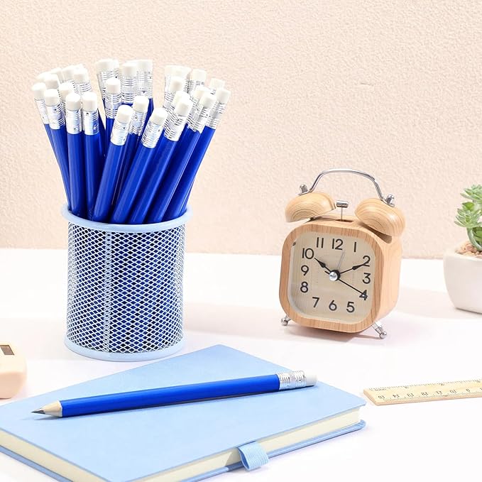 Fainne 102 Pcs Bulk Thick Jumbo Graphite Pencils Set 96 Fat Giant Large Pencils and 6 Sharpeners Enhanced Grip for Art Drafting Writing Drawing Office and Home Use(Blue,Round)