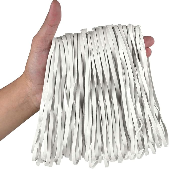 Coopay 120 Pieces Large Rubber Bands Bulk, 8 Inches Heavy Duty Strong Elastic Bands for Office Supply School Home, Securing Trash Can Garbage Cans, File Folders (White)