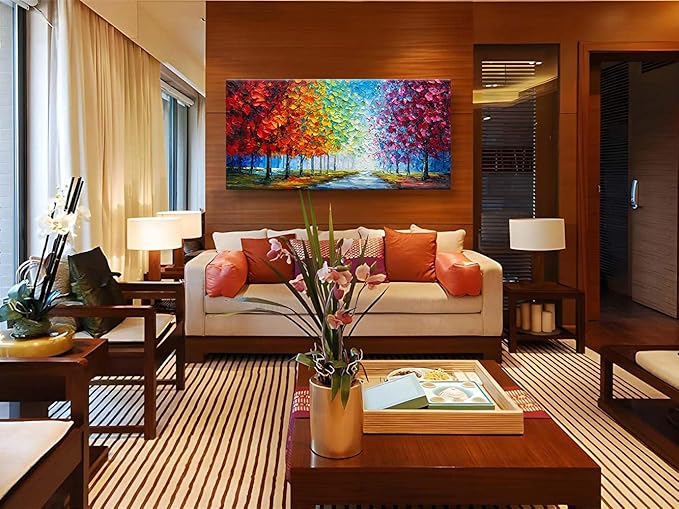 zoinart Colorful Oil Painting on Canvas, Abstract Landscape Wall Art, Texture Painting Wall Art, Modern Wall Painting for Living Room Deco