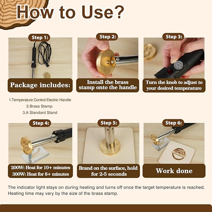 Custom Temperature-Controlled Electric Branding Iron for Wood Food, Personalized Logo Metal Stamp, Custom Branding Iron for Cake Leather BBQ, Wood Burning Stamp, DIY Handmade Gifts Branding Kit