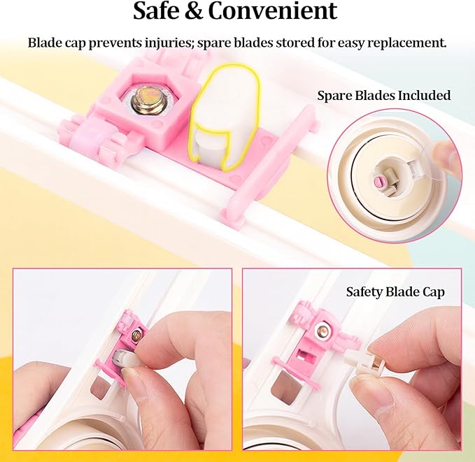 Circle Paper Cutters，Adjustable Rotary Circle Cutter，Circular Cardboard Circle Cutter with 3 Replaceable Blades, Trimmer Scrapbooking Tools，DIY Craft Cutting Tools Pink