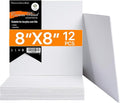 CONDA Canvas Board for Painting 8 x 8 inch, 12 Pack Canvas Panels, Primed White Blank Canvases for Painting, 100% Cotton Art Canvas for Acrylic Oil Watercolor Tempera Paints
