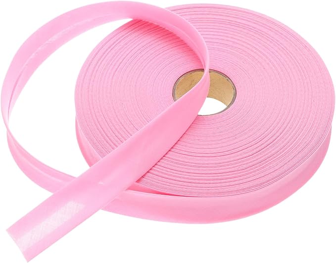 MECCANIXITY 1 Inch Single Fold Bias Tape Polyester Continuous Bulk Bias Tape for Sewing,Seaming Quilting Hemming Binding Crafts (Pink 50 Yards)