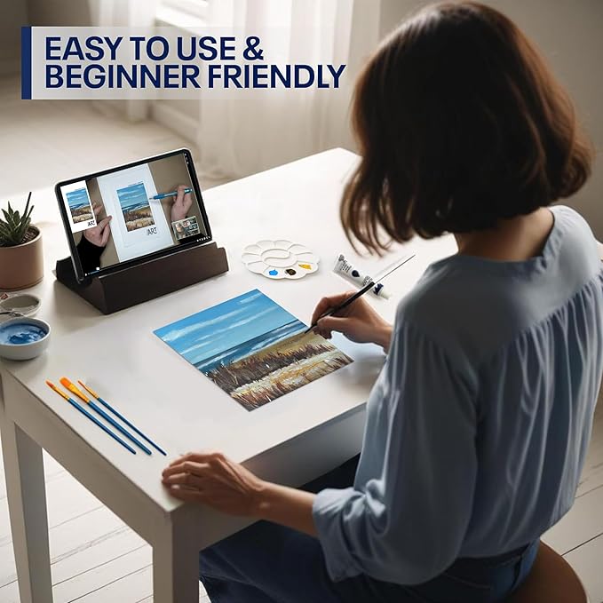 Painting4Real DIY Art Painting Kit for Adults – Learn to Paint Hamptons Shore with Video Tutorials – 9 Pieces Acrylic Paint Set for Adults –Perfect Christmas Crafts & Holiday Gifts for Art Lovers