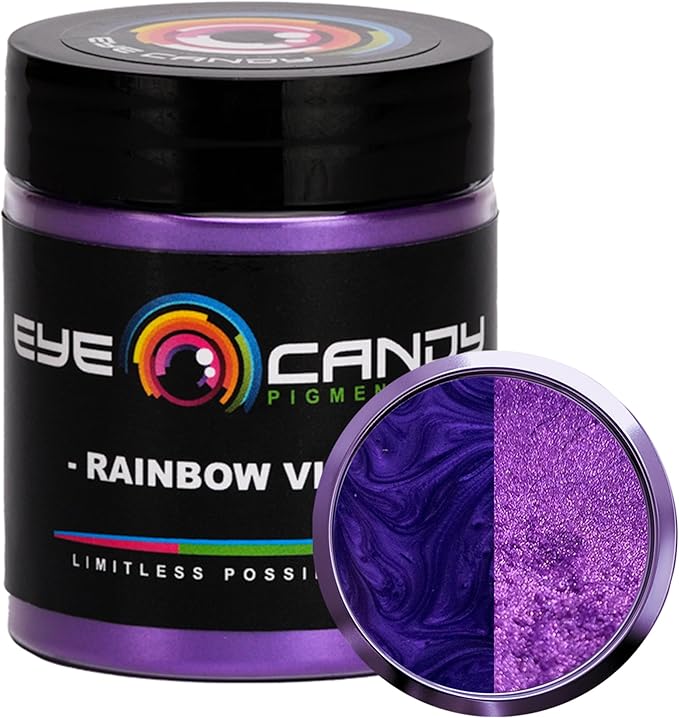 Eye Candy Pigments Premium Purple Mica Powder - Rainbow Violet (25gr) - for Epoxy, Resin, Soap, Paint, Woodworking, Acrylic Pouring, Bath Bombs, Fishing Lures - DIY Arts and Crafts Additive