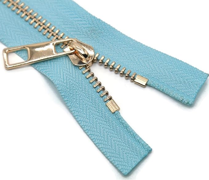 #5 Gold Metal Zipper - 50+ Colors - 3 PCS - (4-14 inches) Sizes - Luxury Lightweight Handcraft Metal Zippers with pulls for Purses Bags Pockets Shoes Sewing & Crafts DIY ZP0236144