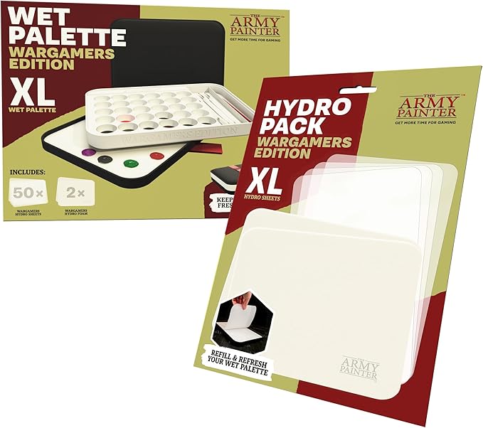 The Army Painter Wargamers Edition Wet Palette XL Bundle, incl. 100 Hydro Sheets, 4 Hydro Foams & Brush Storage - Wet Palette for Miniatures Acrylic Paint, DND & Warhammer