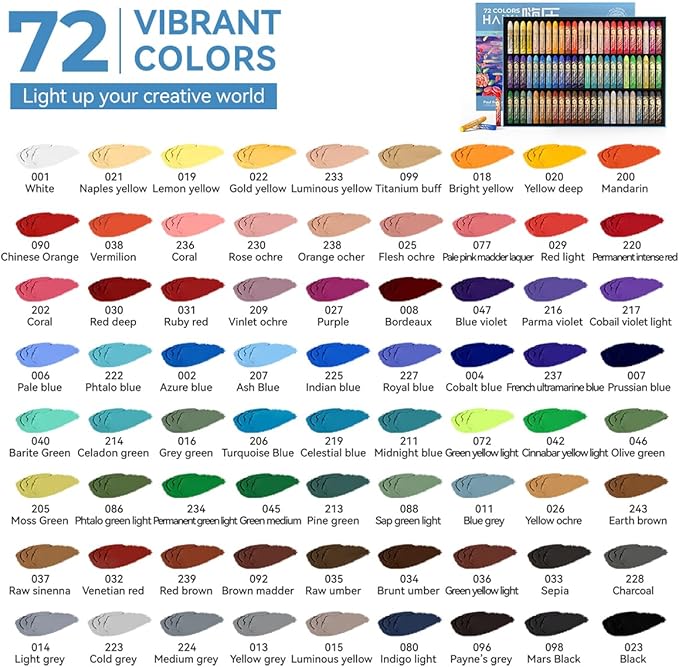 Paul Rubens Oil Pastels Set - 72 Vibrant Colors, Ultra-Soft and Creamy Texture, Easy to Blend for Artists and Beginners - Bullet Head Design for Drawing, Painting, Sketching - New Packaging