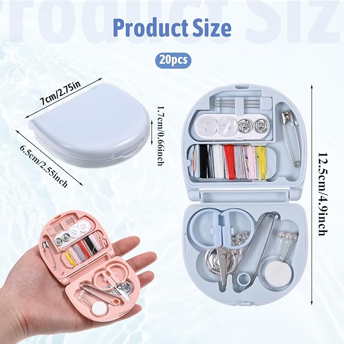 EupHHonycs 20 Pieces Mini Travel Sewing Kit Portable Travel Sewing Box Kit Portable Small Emergency Sewing Tool with Needle and Thread Scissors for Beginner Traveler Hotel Charity Homeless
