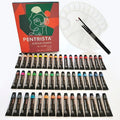 Heavy Body Acrylic Paint Sets, 48 Colors 12ml/0.41 fl.oz Art Paint Tubes with 3pcs Brush + Palette,Non-Toxic Artist Acrylic Paints for Adults,Beginners on Canvas Rocks Wood Fabric Craft