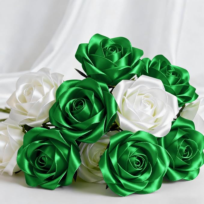 1-1/2" x 25 Yards Satin Ribbon, Green Silk Ribbon Ideal for Gift Wrapping, Floral Bouquets, Crafts, Wedding Party Decorations, Christmas and Sewing Projects