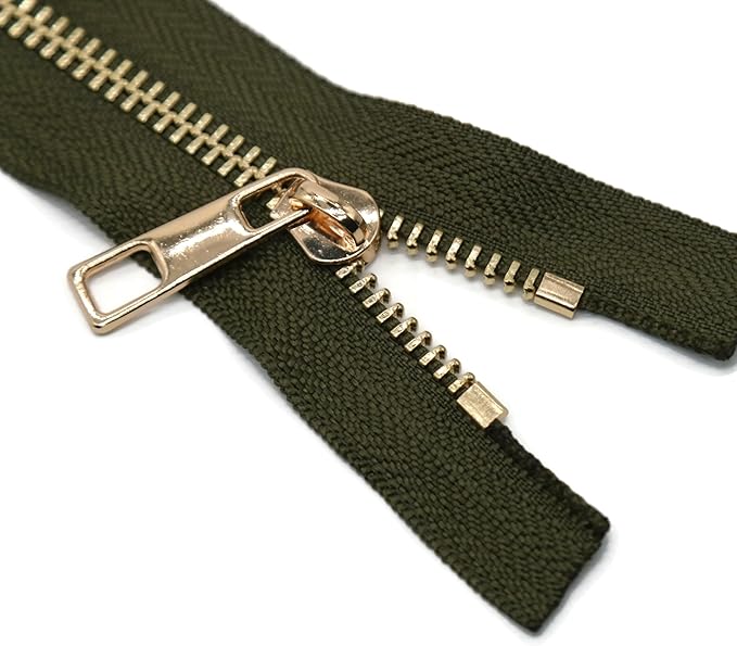 #5 Gold Metal Zipper - 50+ Colors - 3 PCS - (4-14 inches) Sizes - Luxury Lightweight Handcraft Metal Zippers with pulls for Purses Bags Pockets Shoes Sewing & Crafts DIY ZP02355