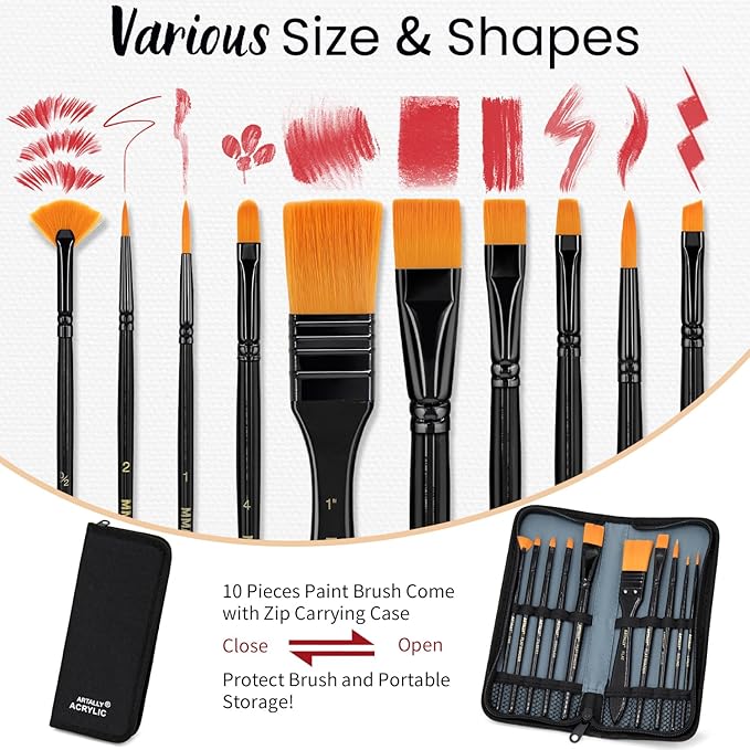 66-Piece Acrylic Painting Kit with Desktop Easel,32 Colors Acrylic Paint Set(22ML), Paint Brush Set & Case, Brush Basin, Complete Art Supplies Painting Set for Adults, Artists, Beginners