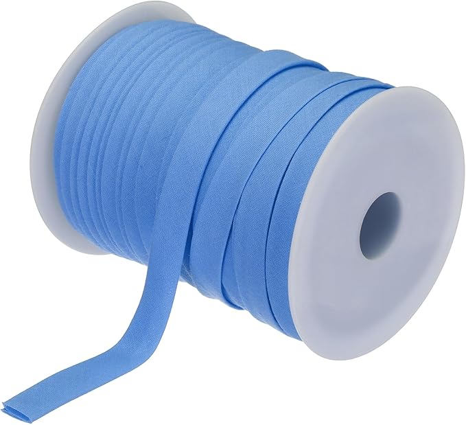 MECCANIXITY 1/2 Inch Double Fold Bias Tape Polyester Continuous Bulk Bias Tape for Sewing,Seaming Quilting Hemming Binding Crafts (Blue 55 Yards)