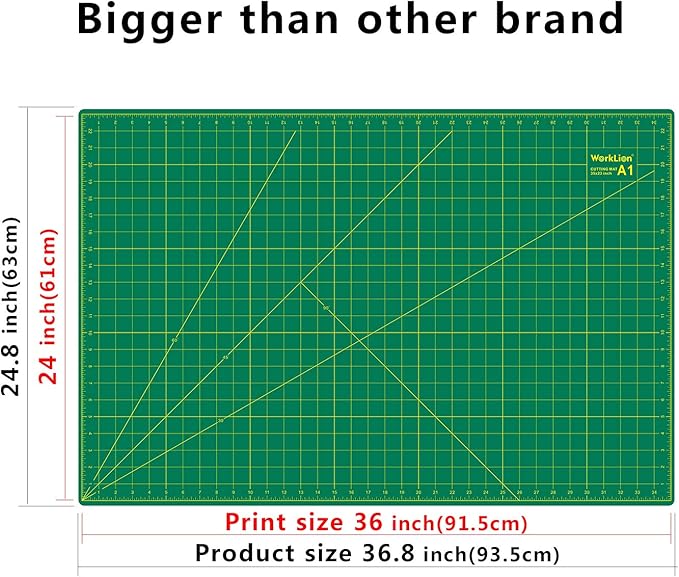 WORKLION 24" x 36" Large Self Healing PVC Cutting Mat, Double Sided, Gridded Rotary Cutting Board for Craft, Fabric, Quilting, Sewing, Scrapbooking - Art Project…