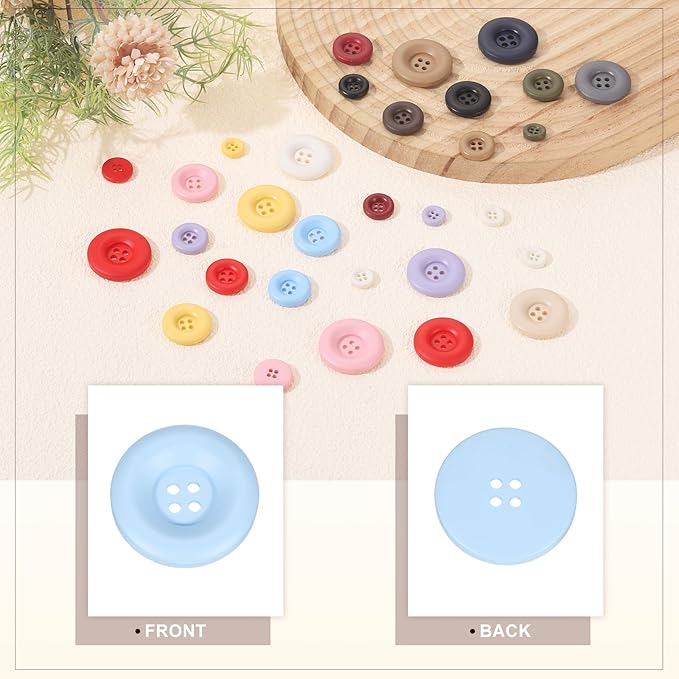 HARFINGTON 50pcs Sewing Button 30mm (1-3/16 Inch) 4 Holes Resin Thickened Round Crafting Replacement Buttons for Clothing DIY Crafts Decoration, Light Blue
