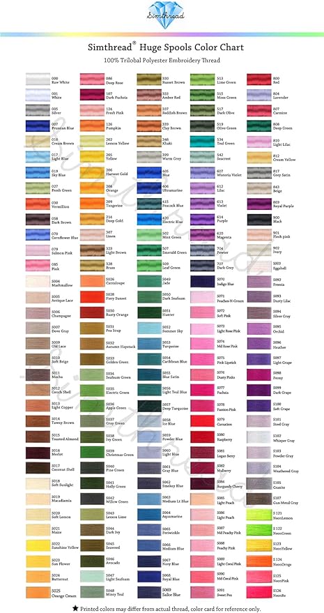 Simthread 5500Yds Embroidery Thread, 5000M High-Yardage 40WT 100% Polyester Thread – 170+ Vivid Colors, High-Speed Rated – Compatible with Brother, Singer, Janome & More - Ivory 902