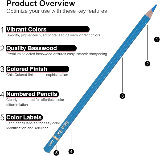 Colored Pencils for Adult Coloring Books, 72 Oil-Based Color Pencils, 3.8mm Soft Core, Vibrant Coloring Pencils in Tin Box for Adults, Professional Art Supplies forSketching, Blending and Layering.