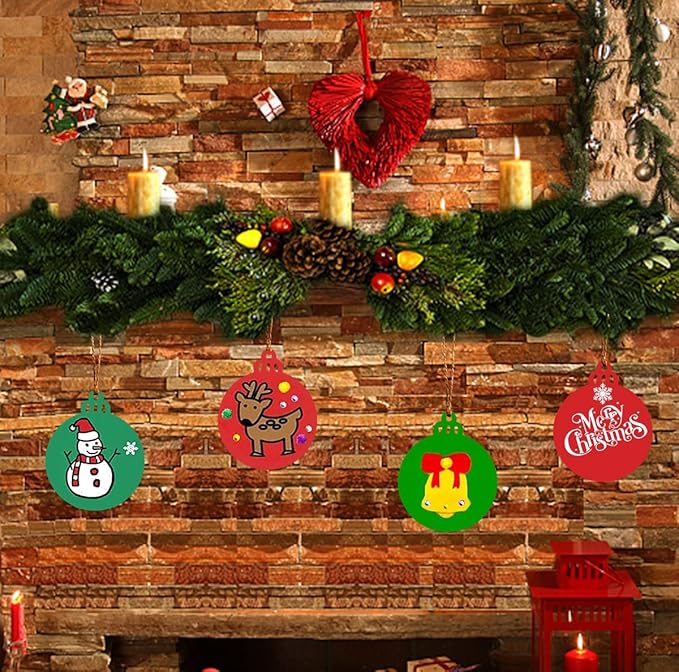 Artmag 50pcs Christmas Unfinished Wood Wooden DIY Ornaments Blank Round Wood Discs for Crafts Centerpieces Holiday Hanging Decor Decorations